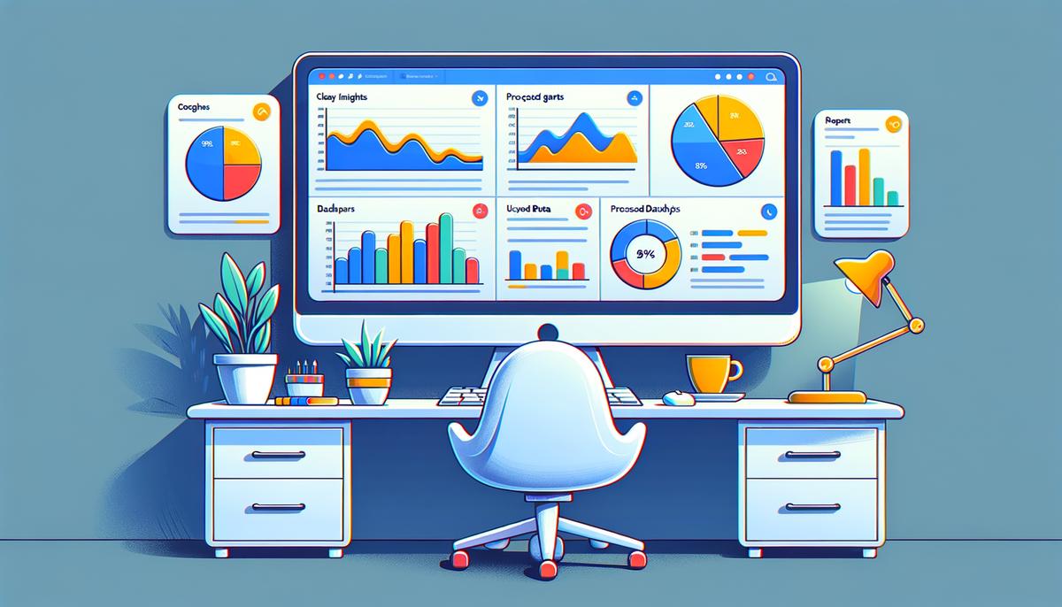 Image of a computer screen showing custom reports and dashboards in Google Analytics for data analysis