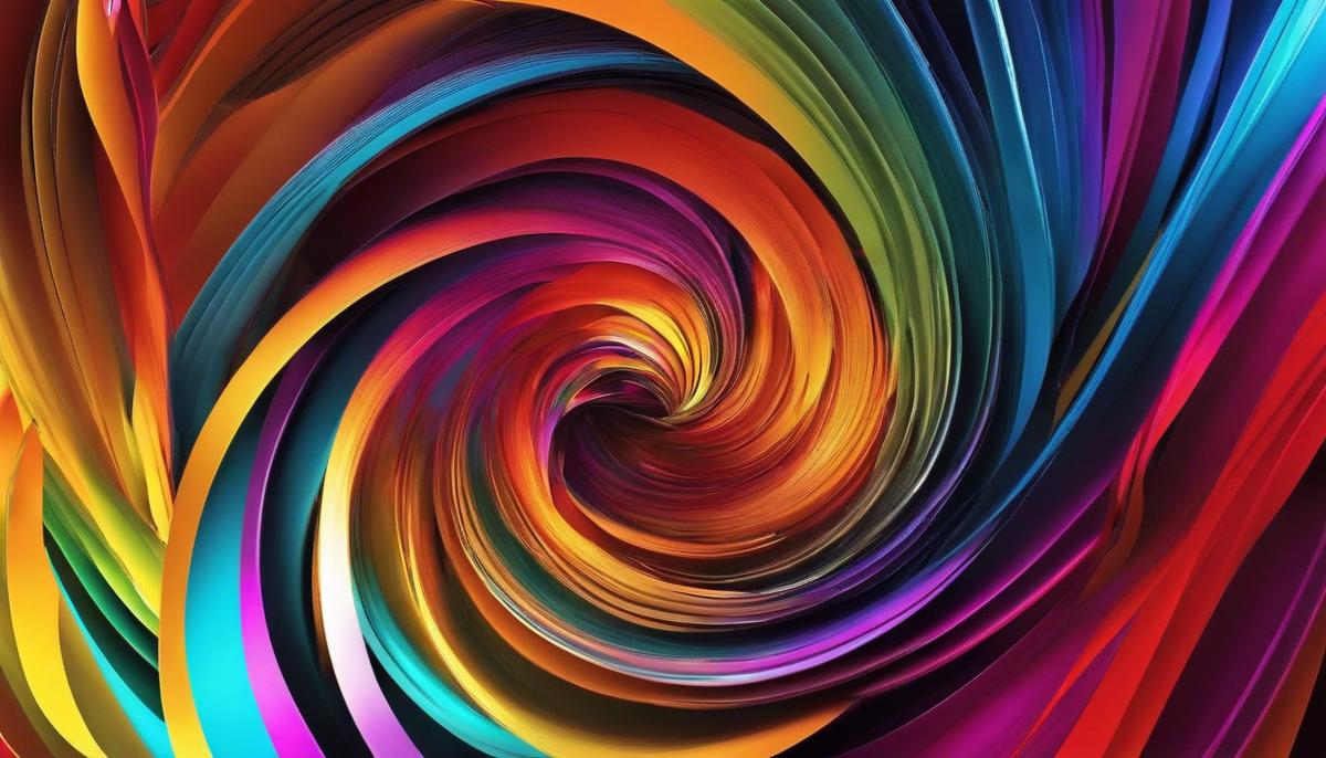 An abstract image of vibrant colors and shapes, representing the visual feast and aesthetics in video marketing.